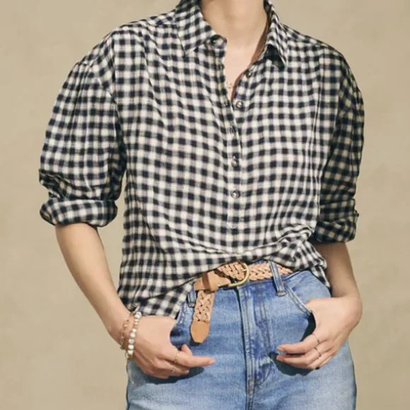 NEW - Faherty Olli Top in Moonlit Gingham - Picture 1 of 4